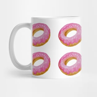 Watercolor donuts pattern - pink and white background Mug